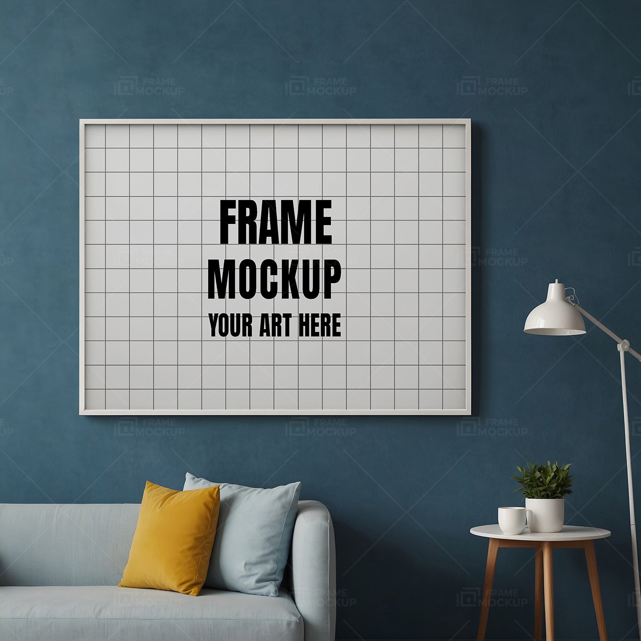 Showcase Your Artwork Stylish Frame Mockup PSD in a Modern Living Space